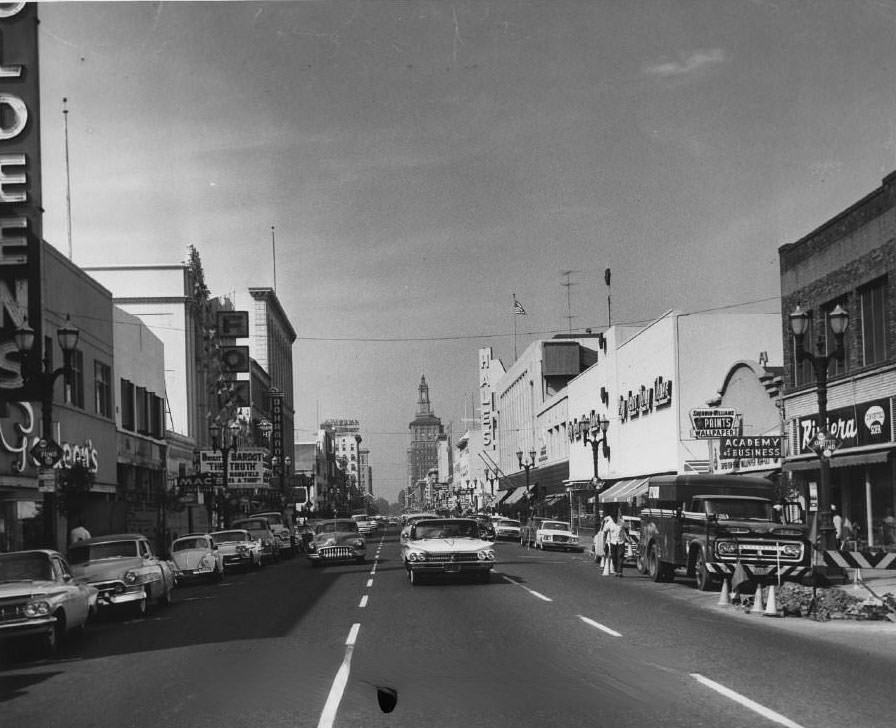 #44 Looking north on South First Street near the Fox Theatre, San Jose, 1960