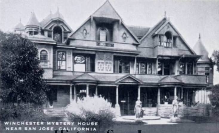 Commercial card titled “Winchester Mystery House, Near San Jose, California, 1920s