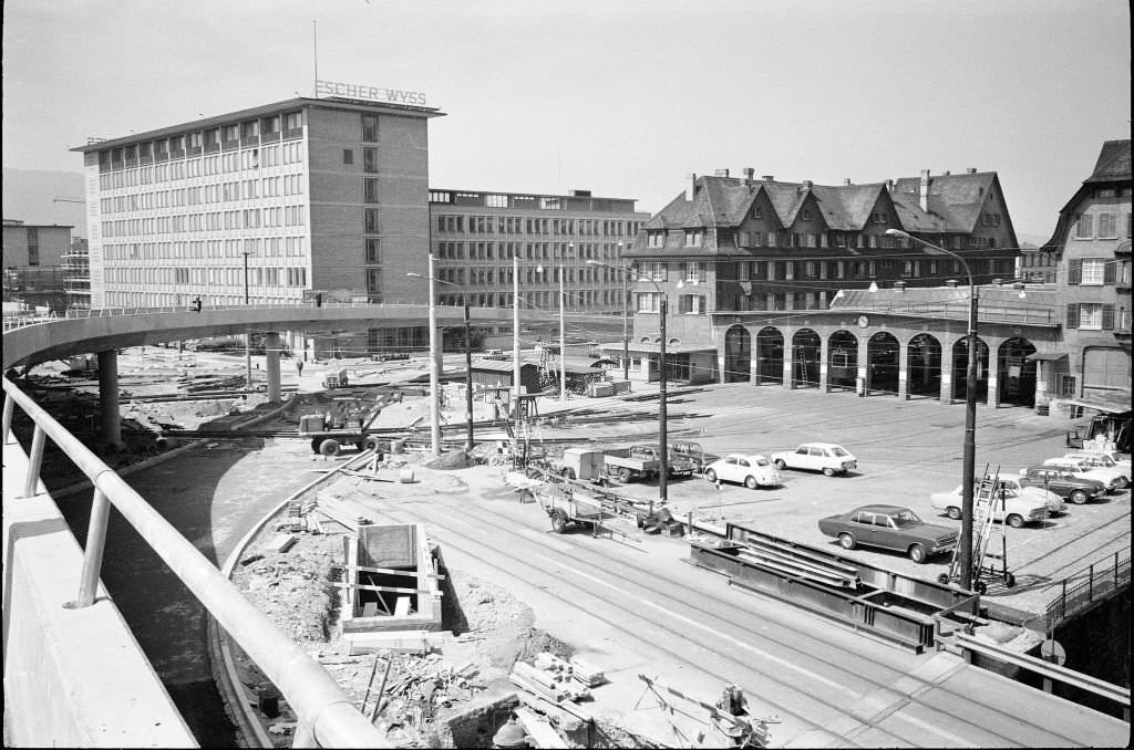 #149 Road near Escher Wyss Platz under construction, 1970