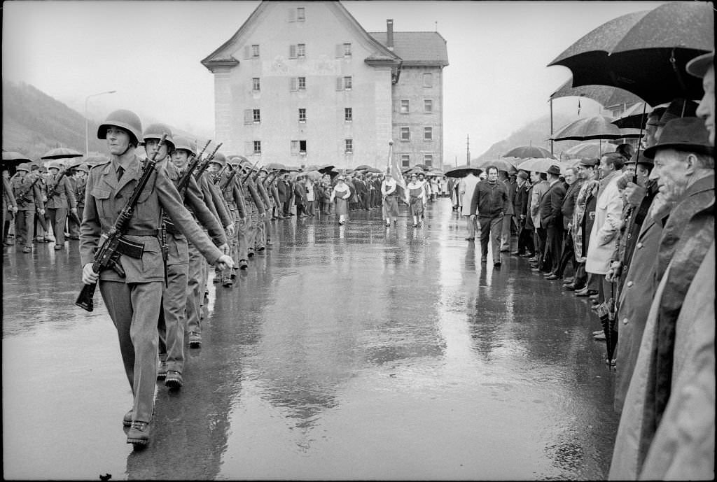 #193 Military parade at the Nidwaldner Landsgemeinde, Stans, 1970s