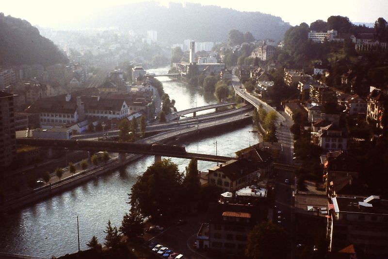 #20 River Reuss with railway bridge, Lucerne, 1979