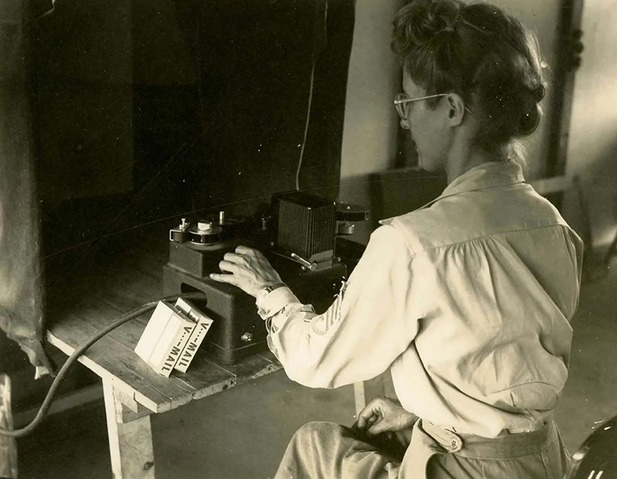 #16 After processing, the film is taken to inspection where it is carefully examined on a projection machine, for any flaws which may have occurred either during the recording or in the development.