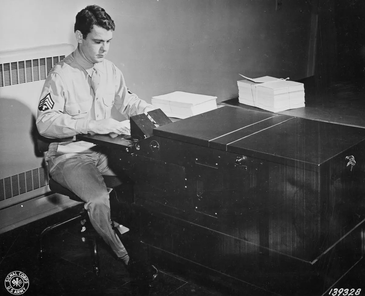 #2 Letters to members of the armed forces overseas are photographed and transferred to V-mail microfilm.