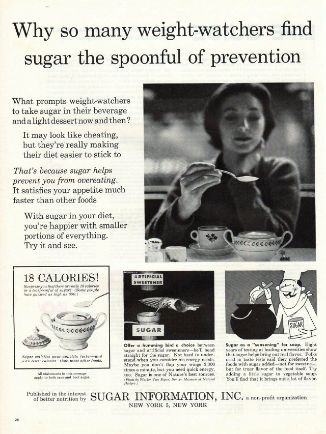 Misleading Vintage Ads about the Dietary Benefits of Sugar from the 1960s by Sugar Information Inc.
