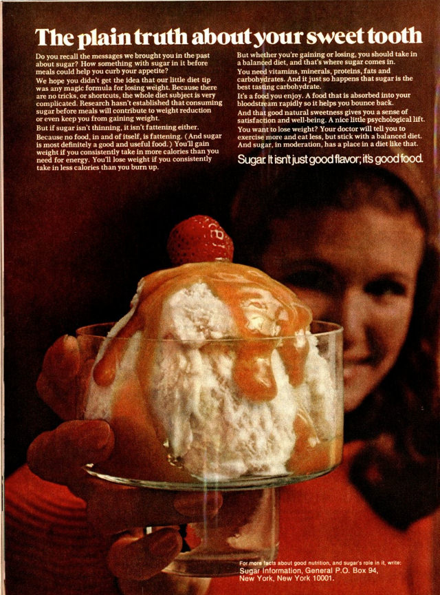 Misleading Vintage Ads about the Dietary Benefits of Sugar from the 1960s by Sugar Information Inc.