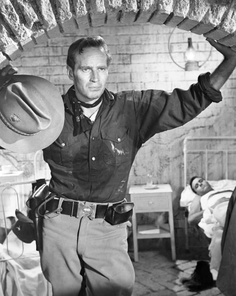 Charlton Heston as US Marine Major Matt Lewis in a scene from the film ’55 Days At Peking’, 1963.