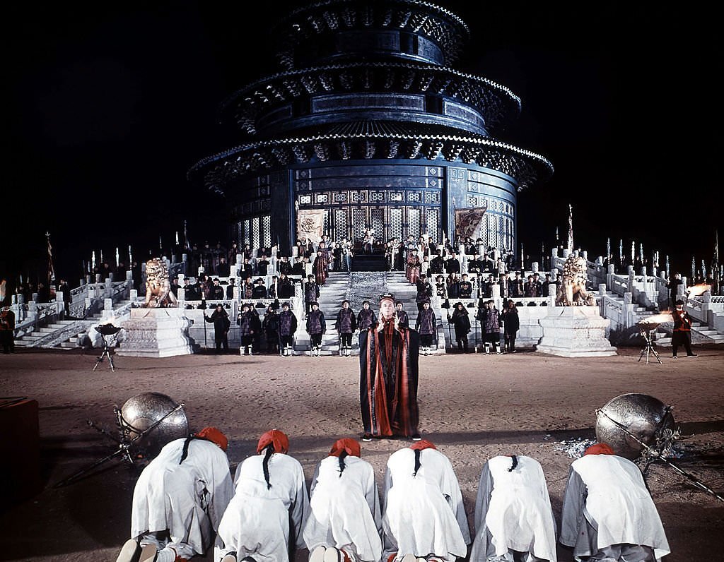 Robert Helpmann is bowed to in a scene from the film ’55 Days At Peking’, 1963.