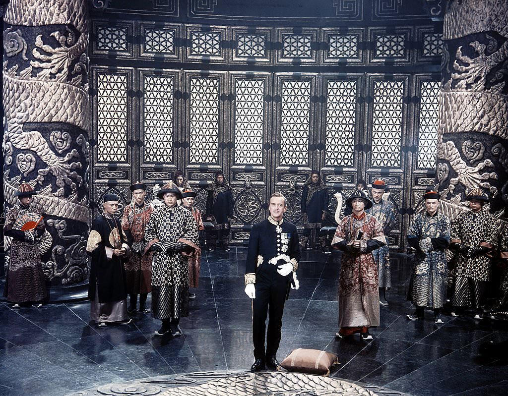 David Niven in a scene from the film ’55 Days At Peking’, 1963.