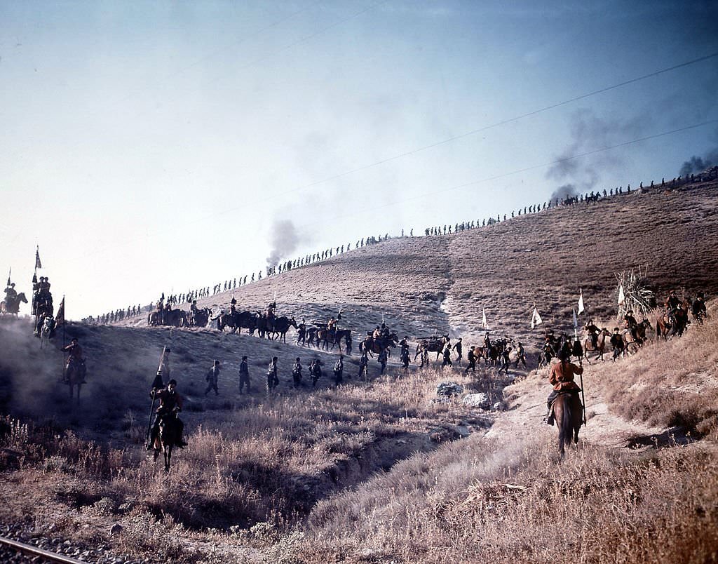 Battle scene from the film ’55 Days At Peking’, 1963.