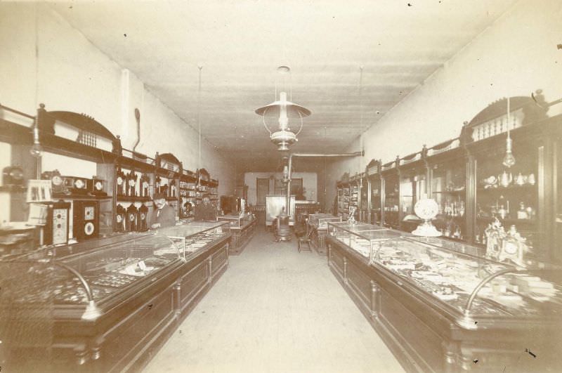 #23 Interior of Herman Lemp’s jewelry and watch store, 1890s