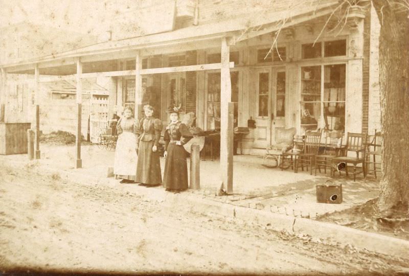 #5 Three women outside general store, 1870s