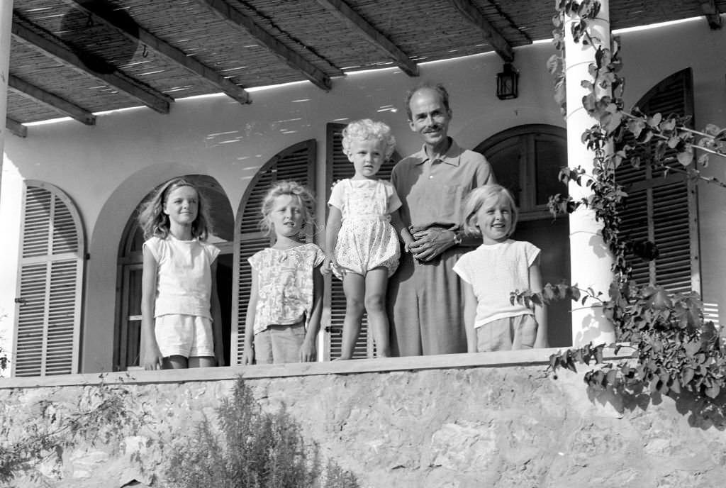 #45 Otto von Habsburg with children, 1964, Benidorm, Valencian Community, Spain.