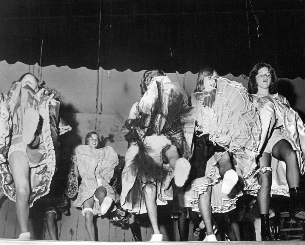 #26 Secrest Elementary School In Arvada Presents ‘GOLD’ Fever’ As a Centennial sixth grade project students staged town skit complete with chorus line of can-can girls, 1976