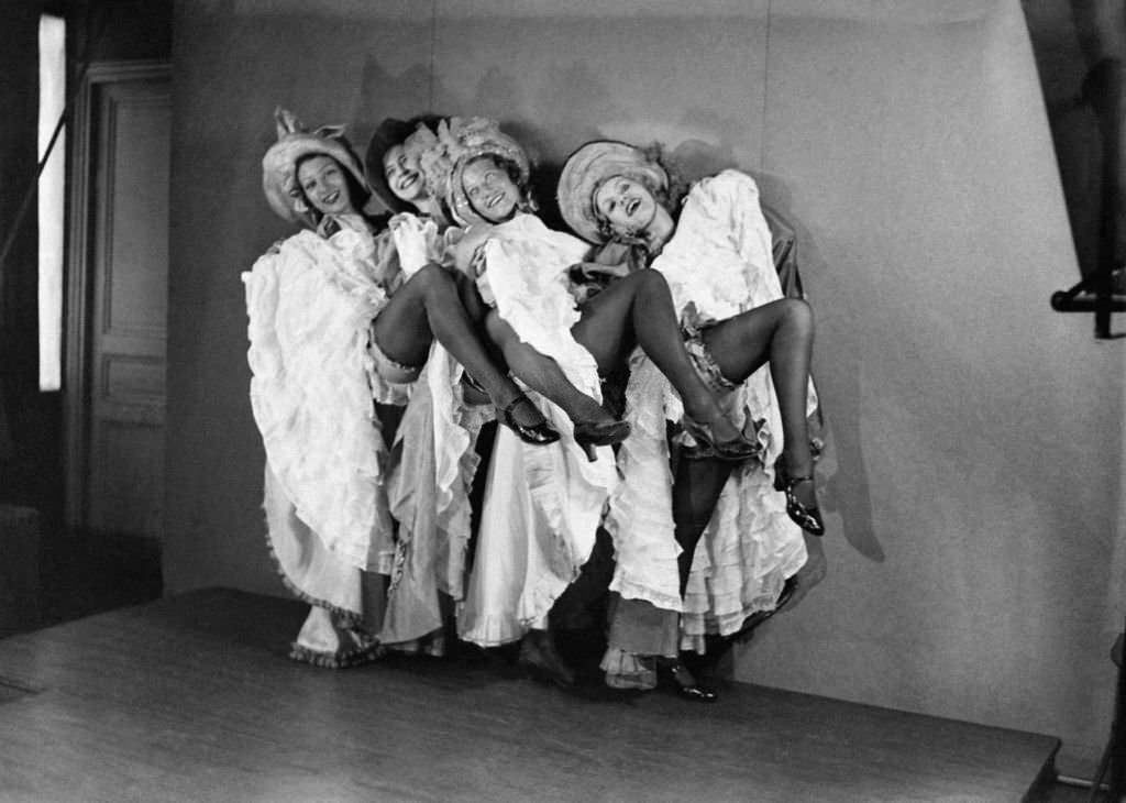 #88 French cancan dancers in a cabaret, in Paris, 1933