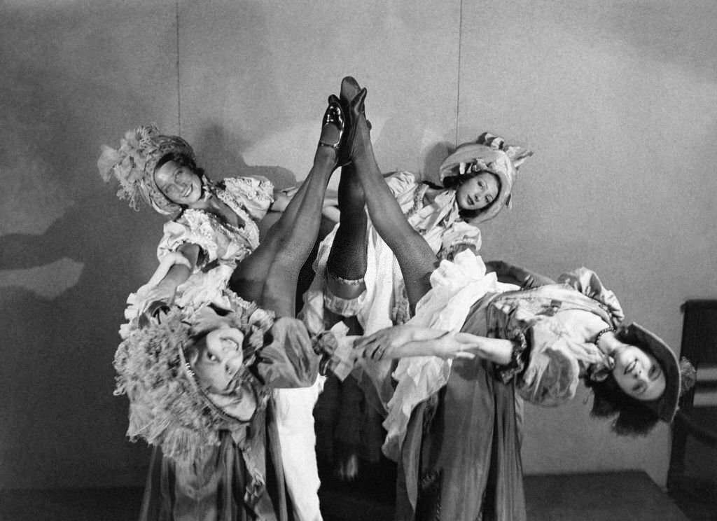 #89 French cancan dancers in a cabaret, in Paris, 1933