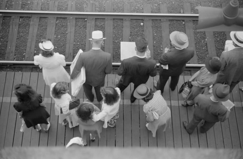 #29 Commuters Waiting for South-Bound Train, High Angle View, Chicago, Illinois, July 1941