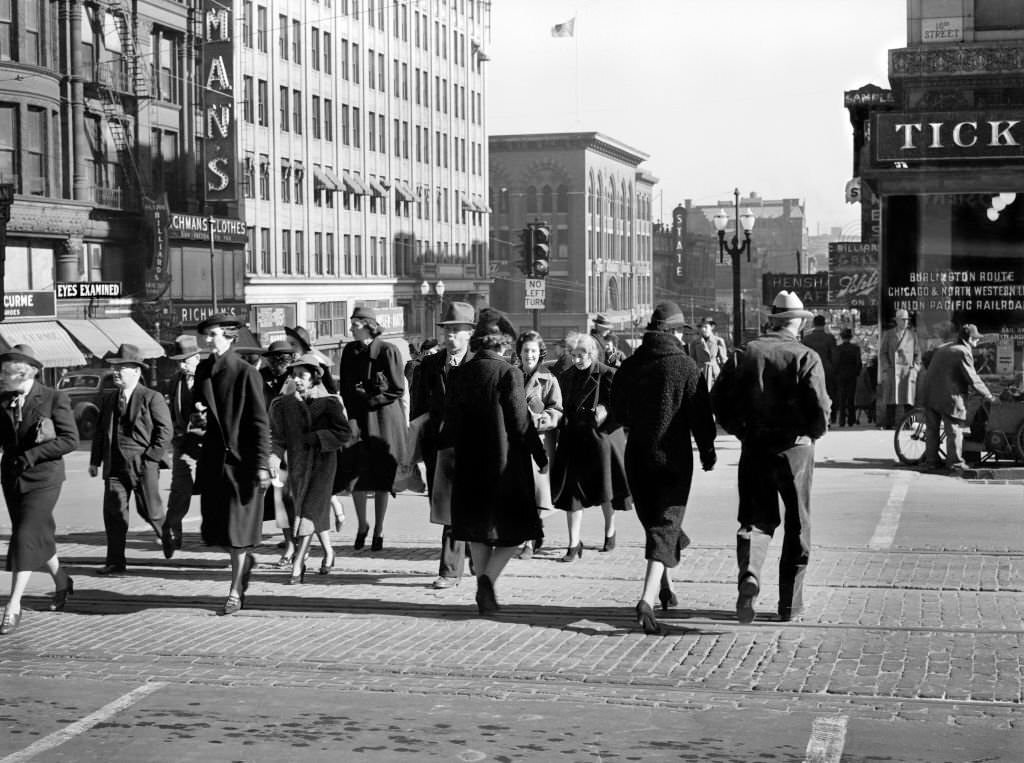 #34 Crowd and Movie Theater Marquee at Night, Chicago, Illinois, July 1941