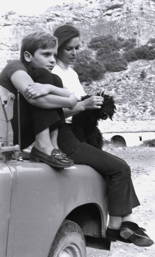 #7 Italian actress Lucia Bose with her son Miguel on her estate “Villa Paz, Saelices, Cuenca, Spain, 1967.