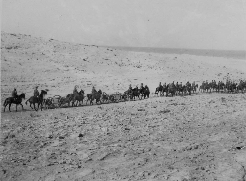 #29 Yeomanry crossing the desert to attack the tribesmen under Nuri Bey