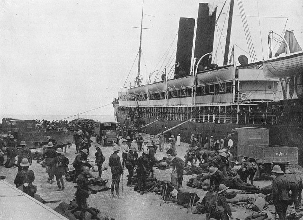 #37 The Dardanelles Expeditionary Force Sets Out: A Transport Loading Up At Alexandria 1915