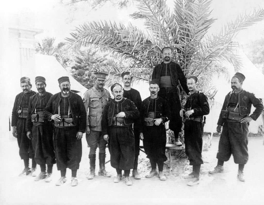 #42 French Zouaves on guard at an Indian General Hospital in Alexandria, 1910