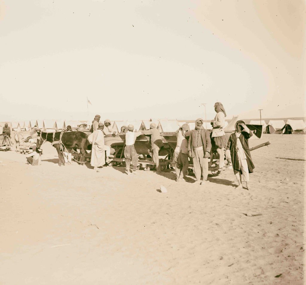 #77 Setting up hospital tents in Sinai, 1917