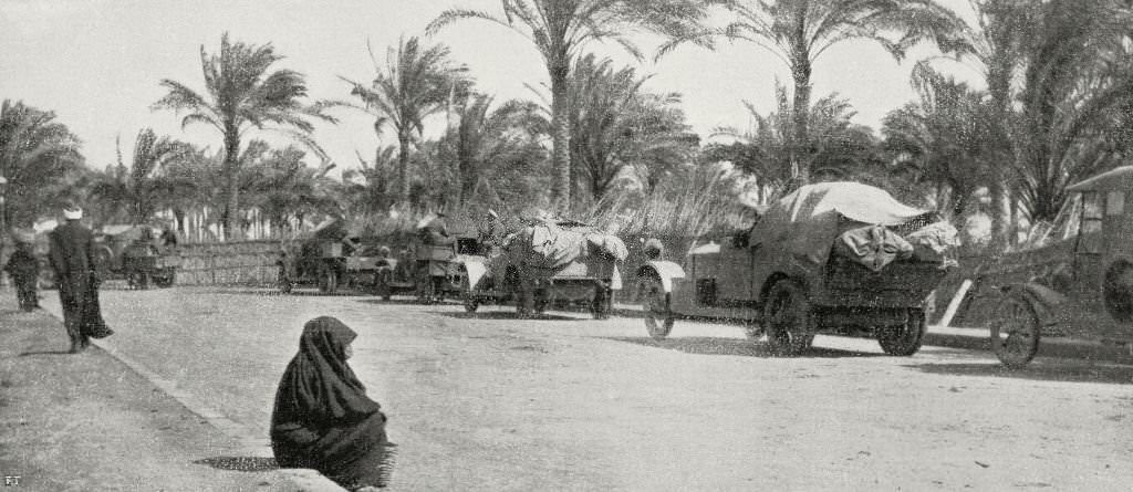 #82 Convoy of British lorries, Egypt, 1917