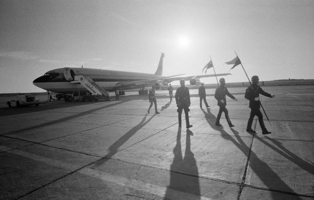 #114 The plane of the Shah of Iran during his exile at Aswan airport on January 16, 1979, in Egypt.