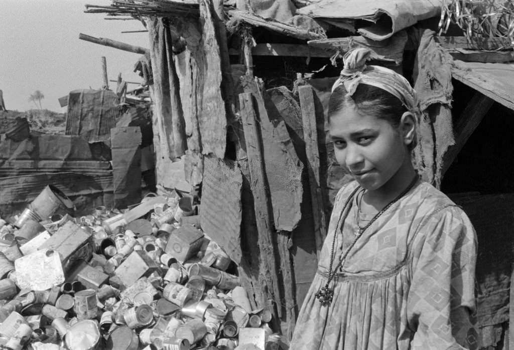 #137 Young girl in a slum on the outskirts of Cairo in October 1978, Egypt.