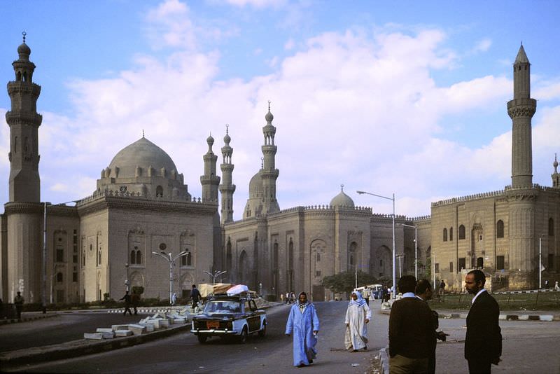 #203 Cairo street scene with minarets and mosques