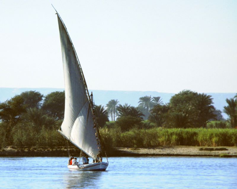 #210 Felucca sailboat on River Nile, Aswan, Egypt