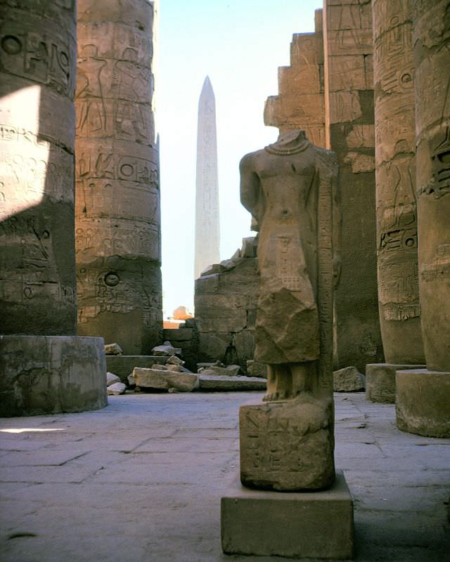#214 Karnak Temple complex, hieroglyphics all over massive structures, Luxor, Egypt