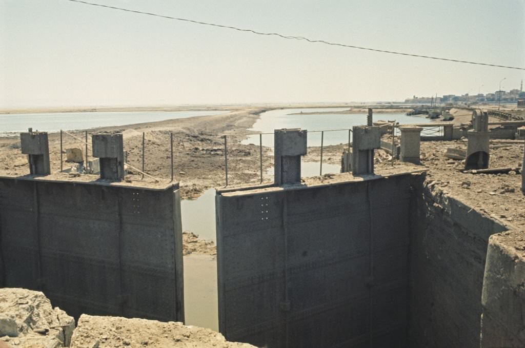#63 View of damaged lock gates at Port Tewfik, Suez Port at the southern end of the Suez Canal in Egypt on 8th September 1970.