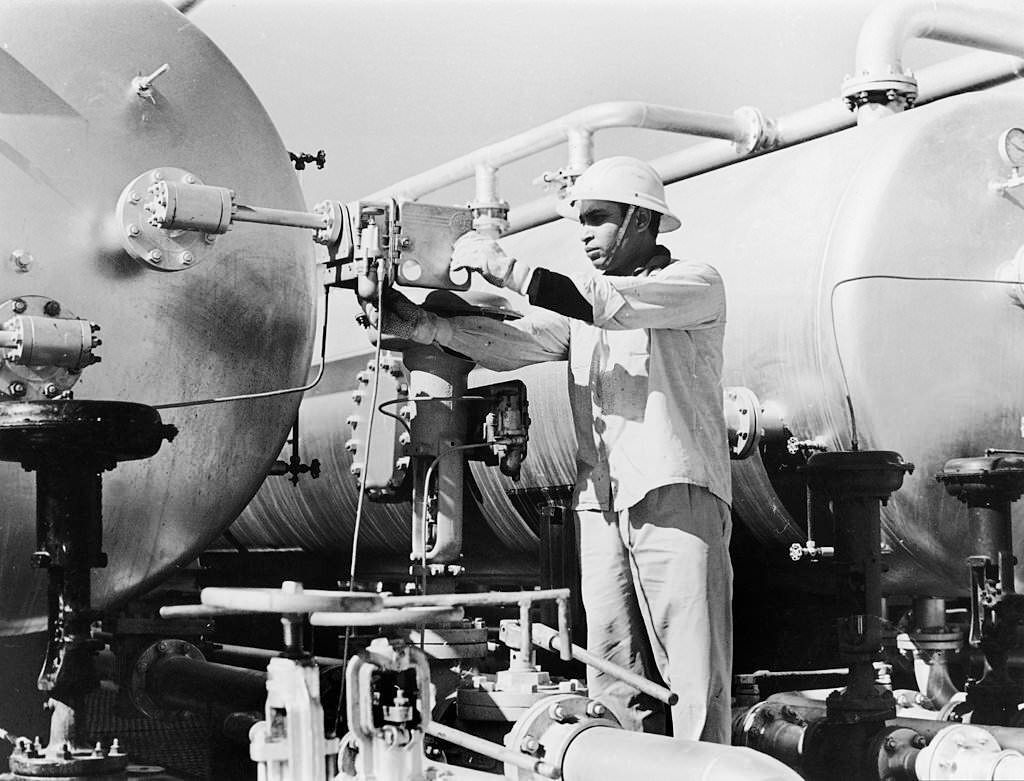#67 Egyptian Man Working in an Oilfield, Near Al Alamein, 1970