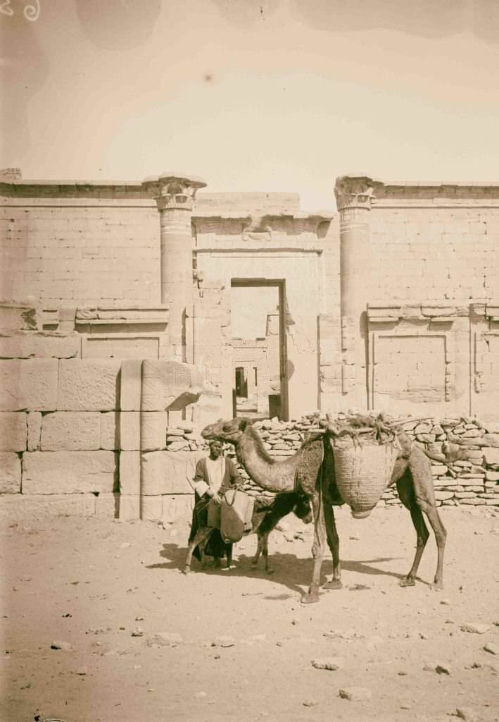 #104 Entrance to Temple of Nektanebos, Medinet Habu, Egypt, 1900.