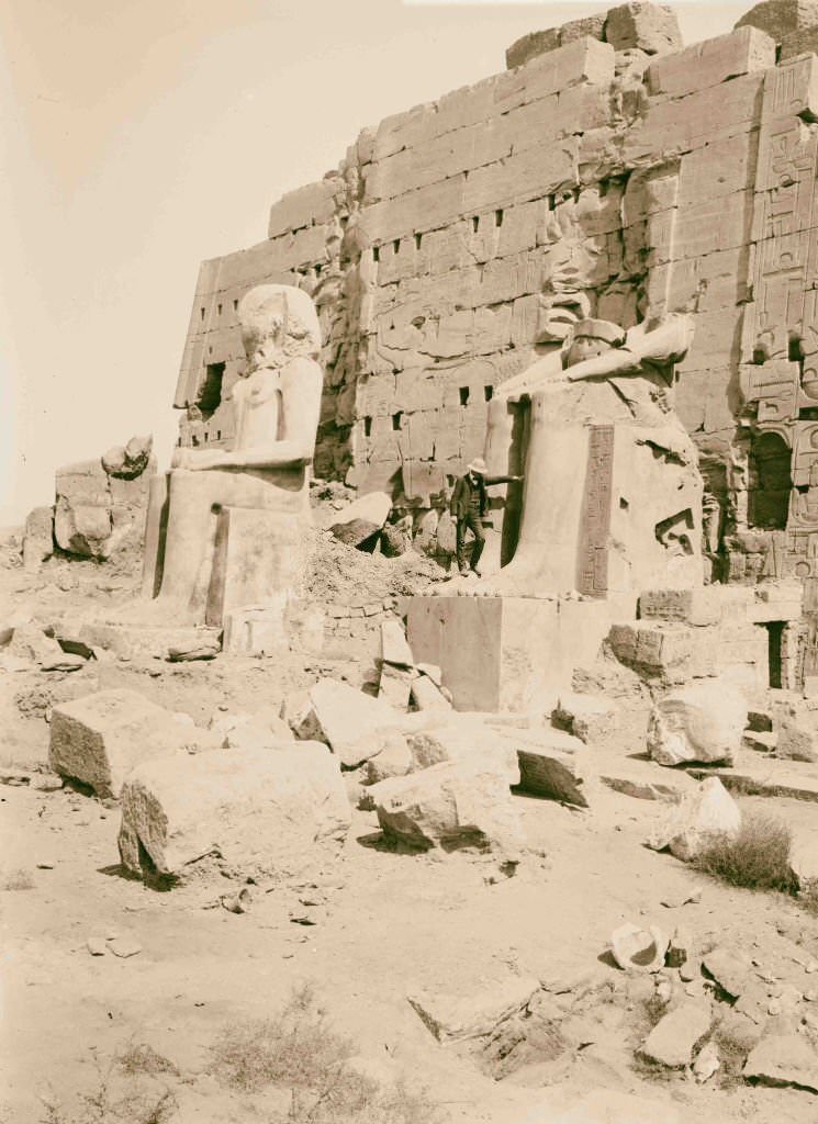 #108 Statues of kings behind 8th pylon, Karnak, Egypt, 1900.