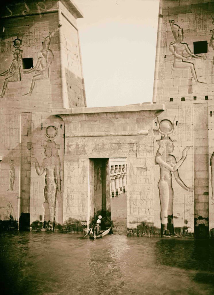 #134 Entance gateway in 1st pylon, of Temple of Isis, 1900.