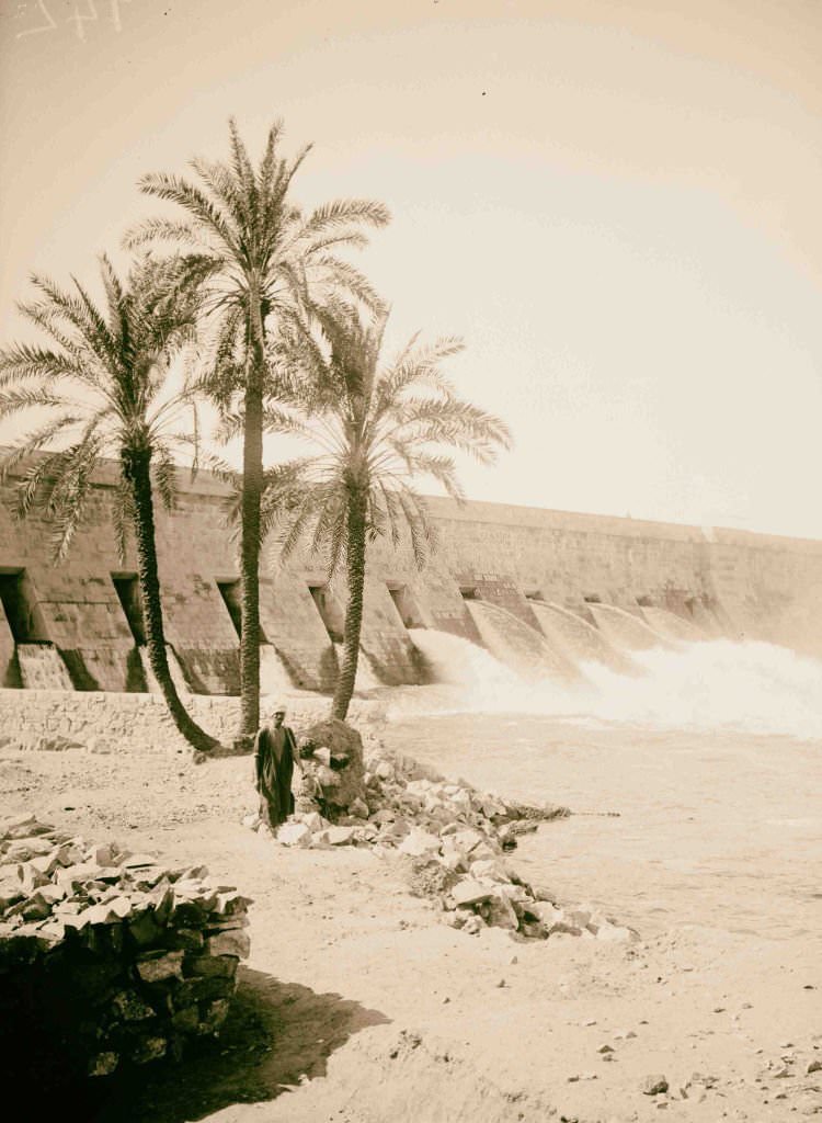#145 Assuan and Philae. Sluices, Assuan Dam, looking S.W. 1900, Egypt.