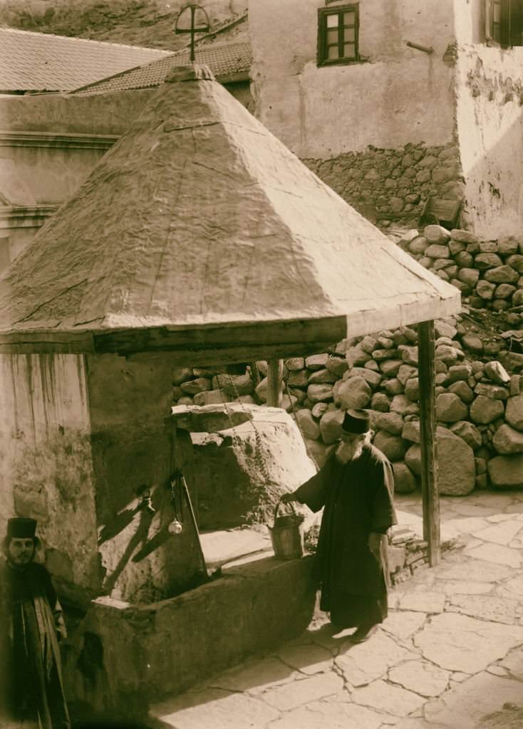 #165 Sinai via the Red Sea, Tor, and Wady Hebran. The old well [Monastery of St. Catherine] in Sinai, Egypt, 1900.