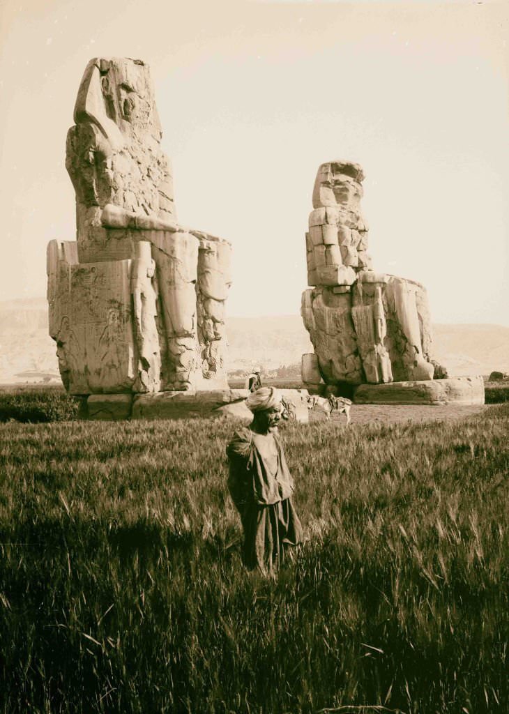 #201 Colossi of Memnon in Thebes, Egypt, 1900s