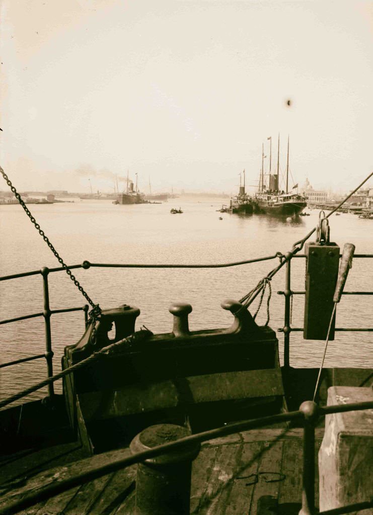 #220 Port Said Harbour and entrance of Suez Canal, 1900s