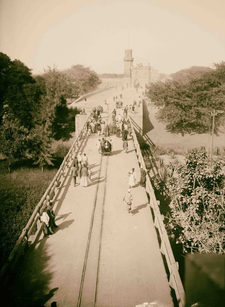 #226 General view of the barrage looking E. along the top, Egypt, 1900s.