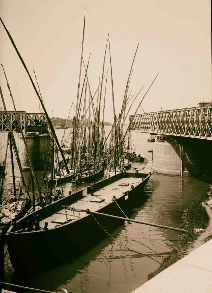 #230 Vessels rushing for the open bridge in Cairo, 1900