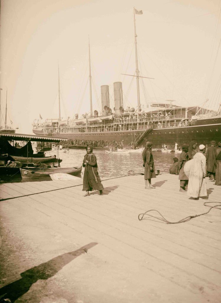 #231 Arrival of steamer at Port Said, Egypt, 1900s.
