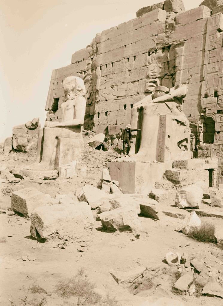 #44 Statues of kings behind 8th pylon, Karnak, Egypt, 1900.