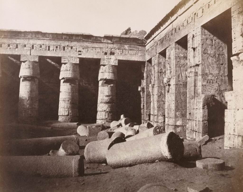 #49 Inner view of the East side of the Second Court at the Palace of Rhamses Meiamoun, 1900s