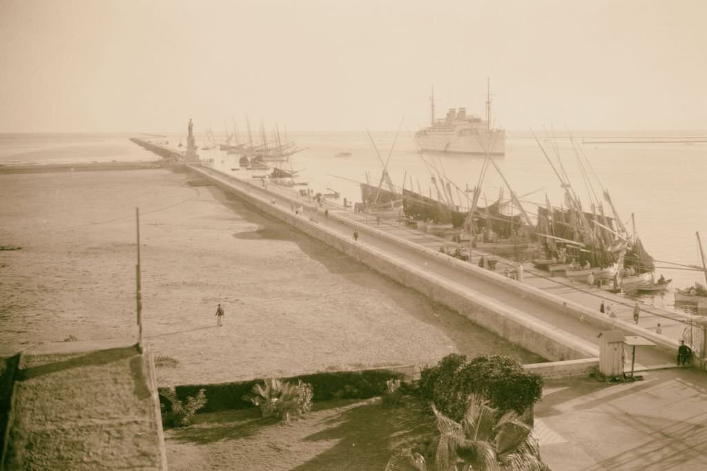 #85 Port Said harbor and entrance of Suez Canal, 1900