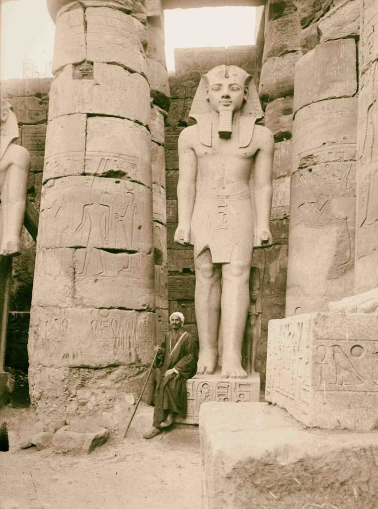 #98 Statues of Rameses, Temple of Luxor, 1900