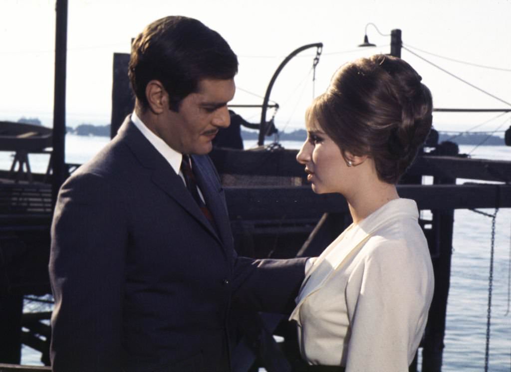 William Wyler, Omar Sharif, and Barbara Streisand in ‘Funny Girl’, 1968.
