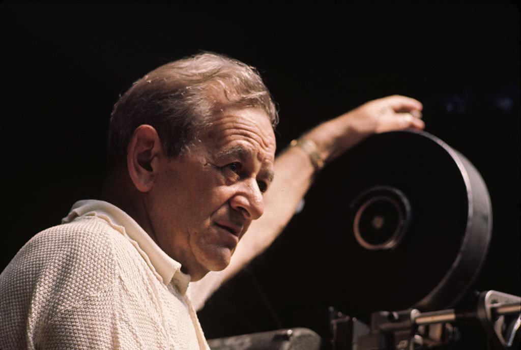 Director William Wyler during the filing of ‘Funny Girl’, 1968.
